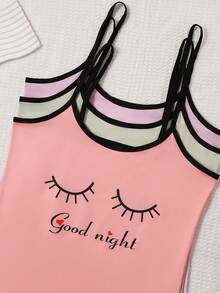 Bộ 3 món áo ngủ hai dây cho nữ, chất liệu vải dệt kim polyester, kiểu dáng mỏng nhẹ thời trang, thích hợp cho mùa xuân/hè. - Nhiều màu - Xem 3