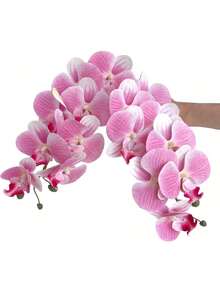 1/3/80支装高品质3D PU蝴蝶兰仿真花，母亲节礼物，仿桉树植物，适用于装饰、婚礼、花瓶、家居、餐厅、卧室、摄影道具、节日、生日派对、户外花园 - 青粉紅色 - 查看 2