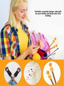 可爱猫爪造型笔筒，卡通铅笔盒，带硅胶保护套和笔帽，多功能保护套，适合编织时保护双手，适合中小学生，可爱返校用品，情人节礼物。颜色和款式随机（纯色和带白色圆点的猫爪图案，两种款式混搭）。 - 多色 - 查看 7