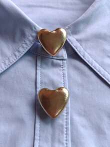 1pc/2pcs Elegant Heart-Shaped Geometric Button Decor, Shirt Button Cover Clip-On Button Decor, Fashionable Crystal Cufflink Decor, Suitable For Tuxedo And Wedding Dress Decoration - Multicolor - View 9