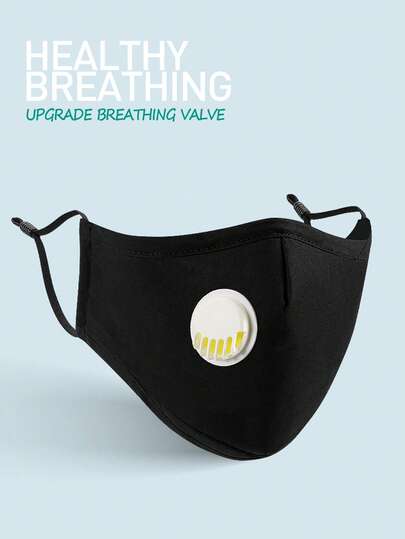 1/5个装可调节棉质口罩，带呼吸阀和滤芯袋 - 可水洗、防尘、男女通用