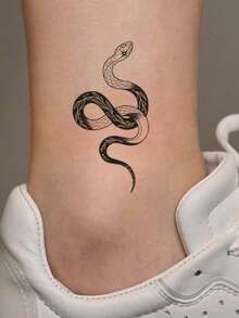 30pcs Creative Temporary Tattoo Stickers, Including Butterfly, Flower, Fox, Dolphin, Jellyfish, Wings, Feather And More Patterns, Suitable For Both Men And Women, Waterproof And Realistic, Can Be Applied To Arms, Face, Fingers, Neck And Any Desired Location. - Black 2 - 查看 4