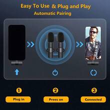 防缠绕无线领夹麦克风，兼容 iOS，即插即用，夹式领夹，外置迷你领夹式Lightning接口麦克风，兼容，适用于视频采访、Vlog等，迷你麦克风，无线领夹式麦克风，迷你麦克风，Vlog麦克风，妇女节礼物，派对礼物 - 黑色 - 查看 9