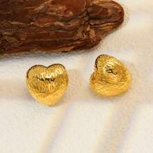 欧美新款圆形高端百搭钛钢耳环，简约个性不锈钢耳环（女士款） - 金色 - 查看 4