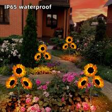 2/4 Pack Solar Sunflower LED Garden Lights - Vibrant Yellow Flower Decoration, Durable ABS Material, Suitable For Labor Day, Mother's Day, Thanksgiving, Christmas, Halloween, Patio, Lawn, Patio, Path, And Garden Decoration, IP65 Waterproof. - Solar-powered Sunflowers - View 3