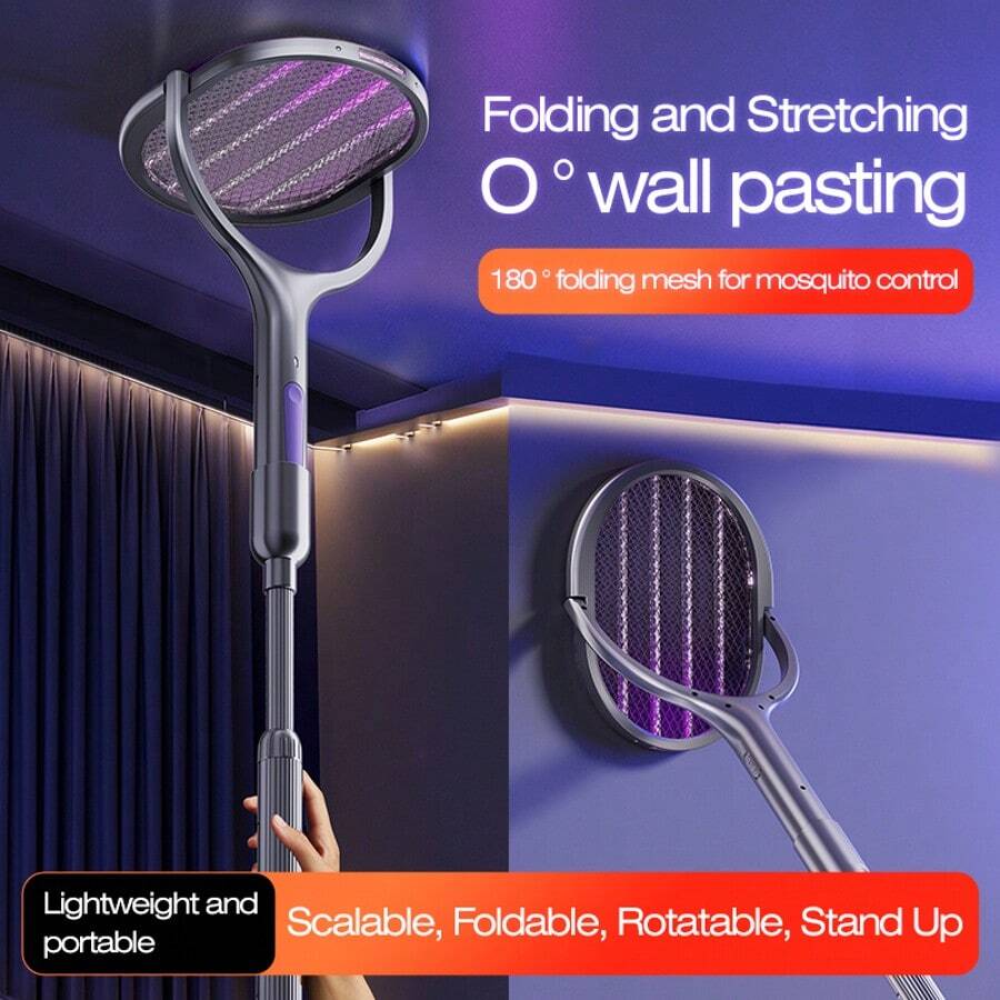 六合一可伸缩灭蚊拍电蚊灯灭虫棒，家用可伸缩手柄，500mAh - 多色 - 查看 1
