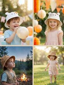1pc Kids Summer Bucket Hat, Bear Pattern Bucket Hat, 48cm For 1-3Y Boys Girls, Cute & Versatile - Multicolor - View 8