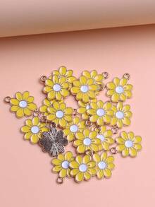 20个简约时尚锌合金珐琅小雏菊吊坠，DIY项链手链耳环首饰制作材料 - 黃色 - 查看 4
