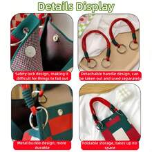 新款时尚女士手提包 - 多功能单肩包，带安全锁设计，大容量手提包，可作腕包、钱包、二合一收纳袋使用，适合旅行、户外、通勤和日常使用，耐用手柄，时尚配饰，新款INS风编织手提包，时尚白色锥形购物/摄影水桶包，节日礼物，购物袋，化妆品收纳袋 - 彩色 - 查看 10