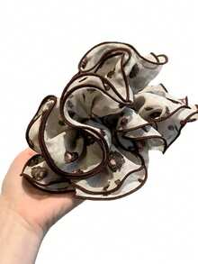 1件复古精致高端韩版多层雪纺印花荷叶边弹力发圈 美妆家居发饰 发绳 发圈 马尾辫发圈 橡皮筋发圈 - 咖色木耳邊髮圈 - 查看 4