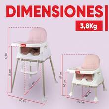 Silla Alta Periquera Motek Bruni 4 en 1 Comer Bebe Gris - Blanco - Ver 5