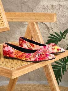 Women's Red Mary Jane Flat Shoes - Vintage And Versatile, Soft Rubber Sole And Padded PU Insole - Comfortable For Office And Casual Wear, Suitable For Spring All-Day Wear, Women's Flats, Elegant, New, Fashionable, Minimalist, Slip-On, Gifts For Valentine's Day, Mother's Day, Weddings, Parties, Office And More - Hot Pink - View 2