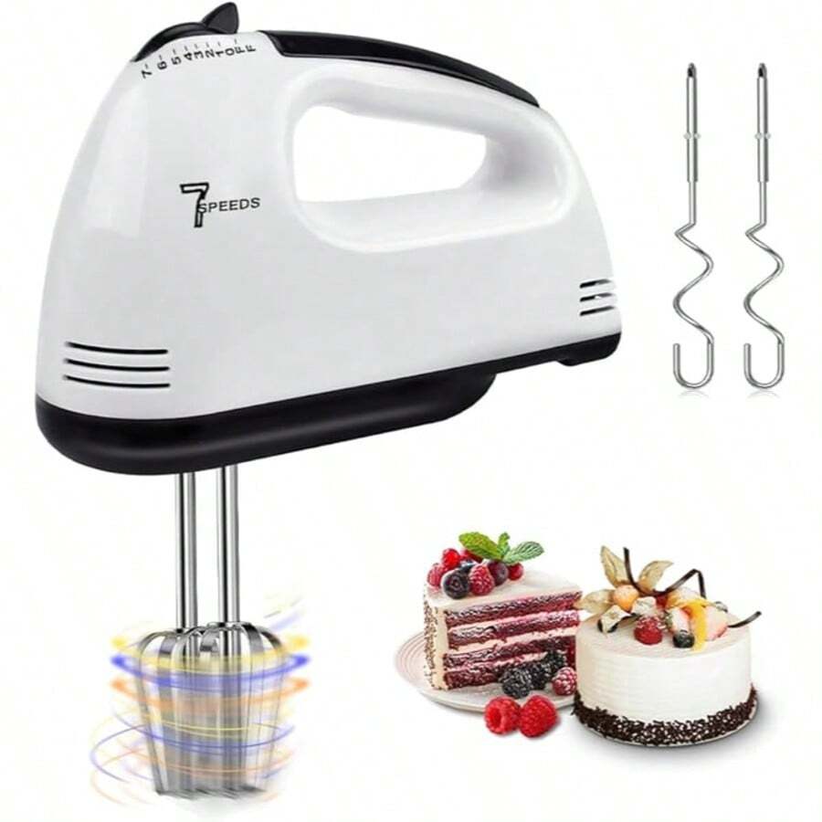 Batidora de Mano neuhaus, potencia de 100 watts,  7 Velocidades con aspas de Acero Inoxidable Batidores y Gancho De Masa, Agitadores Electrico con Turbo para Batir Huevos, Harina, Mantequilla y mas - Tipo de Enchufe A USA (110-127V) - Ver 1