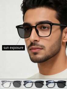Photochromic Large Frame Unisex, Fashionable Glasses Suitable For Sun Protection, Eye Care, Office, Computer Use, Driving, Fishing, Hiking, Cycling, Running, Golf And Other Daily Activities - Multicolor - View 6