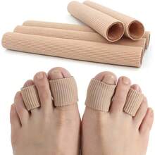 Cuttable Toe Tubes Sleeves 5 Pack, Made Of Elastic Fabric Lined With Silicone Gel, Blister Buffer Sleeve Toe Protector For Bunion, Hammer Toe, Callus, Corn Blister Friction(0.8 X 6 Inch) - One Size - 查看 8