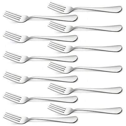 Silverware Dinner Fork 8 Inches Forks Set Of 12 Premium  Stainless Steel Forks For Home Kitchen Party Restaurant Mirror Polished Dishwasher