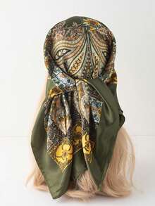 1pc Women's Paisley & Cashew Pattern Woven Printed Scarf, Fashion Headscarf, Suitable For Travel, Evening Party - Multicolor - View 2