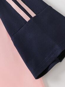 Summer New Fashion, Girl's Contrast Color Short Sleeve T-Shirt, Casual Funny Pattern Top, Suitable For School/Sports/Outdoor Activities - Pink - View 6