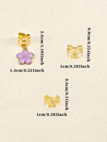 25pcs Alloy Purple Flower Hair Clips, Y2K Punk Hip Hop Hair Accessories, Summer Gift Party & Daily Use Hair Ties & Clips, Hair Claws, Hair Slide, Hair Barrettes, Hairpin - Gold - View 6