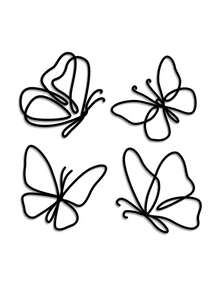 4件套金属蝴蝶心形墙饰 - 精致金属丝花卉挂饰，适用于室内/室外婚礼、生日派对、厨房、浴室 - 安装简便，尺寸8英寸x8英寸 - 黑色 - 查看 7