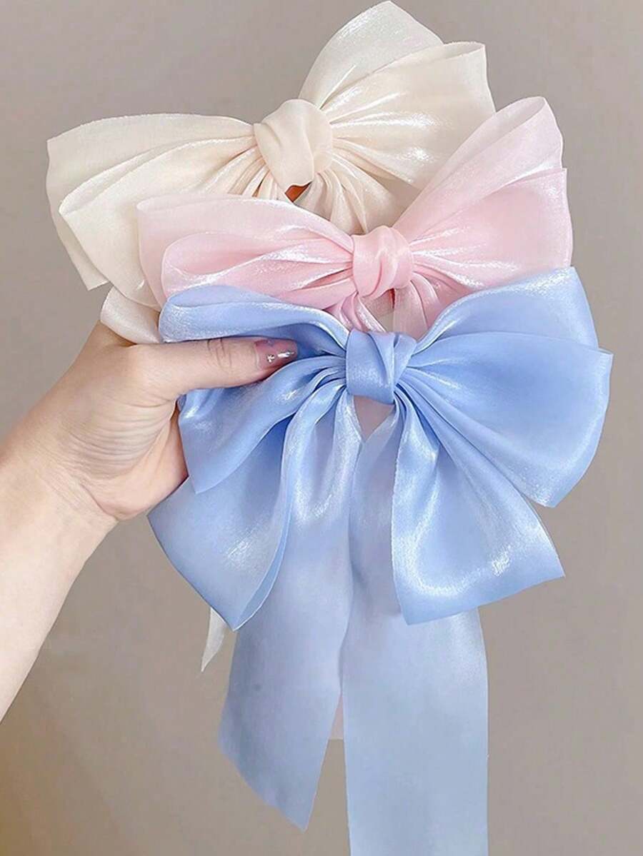 3 chiếc kẹp tóc nơ bằng vải lưới tinh tế dành cho nữ, thiết kế thanh lịch, lãng mạn, đa năng dùng cho hàng ngày, thường ngày, dự tiệc, đi biển, du lịch, tạo kiểu tóc, gội đầu, trang điểm, phụ kiện trang phục, phù hợp cho mùa xuân, hè, thu, đông (Không có hộp giấy, hộp giấy chỉ dùng để chụp ảnh), kẹp tóc - Nhiều màu - Xem 1