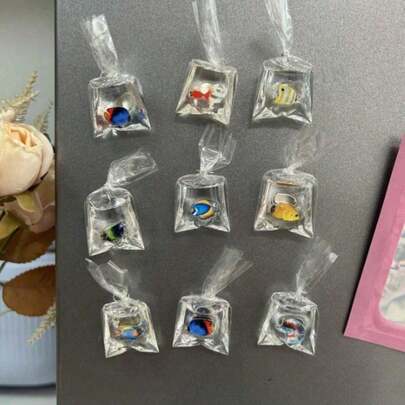 9个逼真水袋鱼冰箱贴，卡通海洋热带小鱼装饰，个性化冰箱贴，适用于厨房、办公室、白板、储物柜、洗碗机，厨房和家居装饰，派对礼品