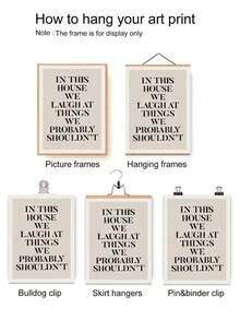 1 pezzo cartellone da parete verticale moderno e divertente "In questa casa ridiamo" - Pittura su tela senza cornice adatta per decorare soggiorno, camera da letto, cucina - / Regalo di inaugurazione casa con citazione umoristica e positiva - Lettera A - Visualizzare 5