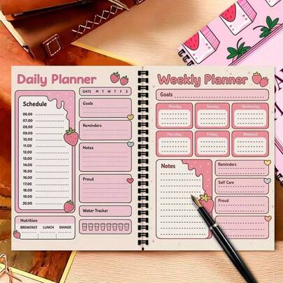 1 Pc A5 Spiral Daily Planner Notebook, Includes Hourly Schedule, Elegant To-Do List, Suitable For Adults, For Office Organization And Task Management