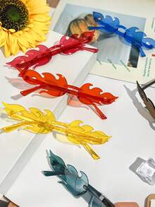 12pcs Frameless Colorful Flame Shaped Party Eyeglasses, Suitable For Women And Men At Parties, Cocktail Events, Pool Parties, Masquerade Balls, Photography Props And More - Multicolor - View 3