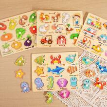 Wooden Puzzle Montessori Early Learning Educational Toy, Matching Pairing Board For Kids - 彩色 - 查看 9