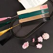 Traditional Chinese Lace Hand Fan, Portable Folding Fan, Japanese Bamboo Craft Fan, Retro Cultural Gift, Pocket Fan - Green 1PC - View 8