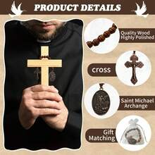 3串/10串/25串圣阿尔让奇口袋念珠，木质十字架，配欧根纱袋，手工念珠项链，天主教基督徒祈祷复活节礼物 - 彩色的 - 查看 7