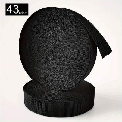 1 Roll, Heavy Duty 5M Long, 2CM Wide, Black Nylon Webbing Strap, Suitable For Bags, Backpacks, Bracelets, Handmade DIY, Outdoor Tent Ropes, Used For Binding, Repairing, Fastening