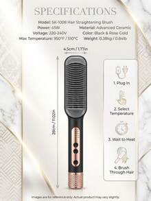 SOKANY Heated Hair Straightening Brush - Gently Cares For Your Hair, Easily Creating Smooth, Straight Hair. Designed For Women, Can Also Create Wavy Hairstyles, Making It A Must-Have Gift For Your Girlfriend On Valentine's Day. - View 4