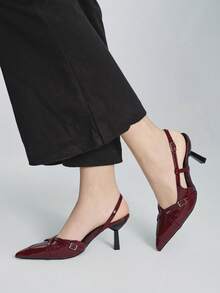 Women's Fashion Backless High Heel Slip-On Work Shoes - Black - View 2