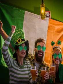 1pc,St. Patrick's Day Festive Four-Leaf Clovers - Bright Green Four-Leaf Clovers Are Stylish Party Fashion Glasses That Are A Great Choice For Irish Holiday Parties, Spring Celebrations And Creative Gifts - Green - View 6