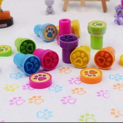 10 pièces Ensemble de tampons automatiques pour pattes de chien - Mini tampons multicolores, convient pour les enseignants, les activités en classe et les faveurs de fête