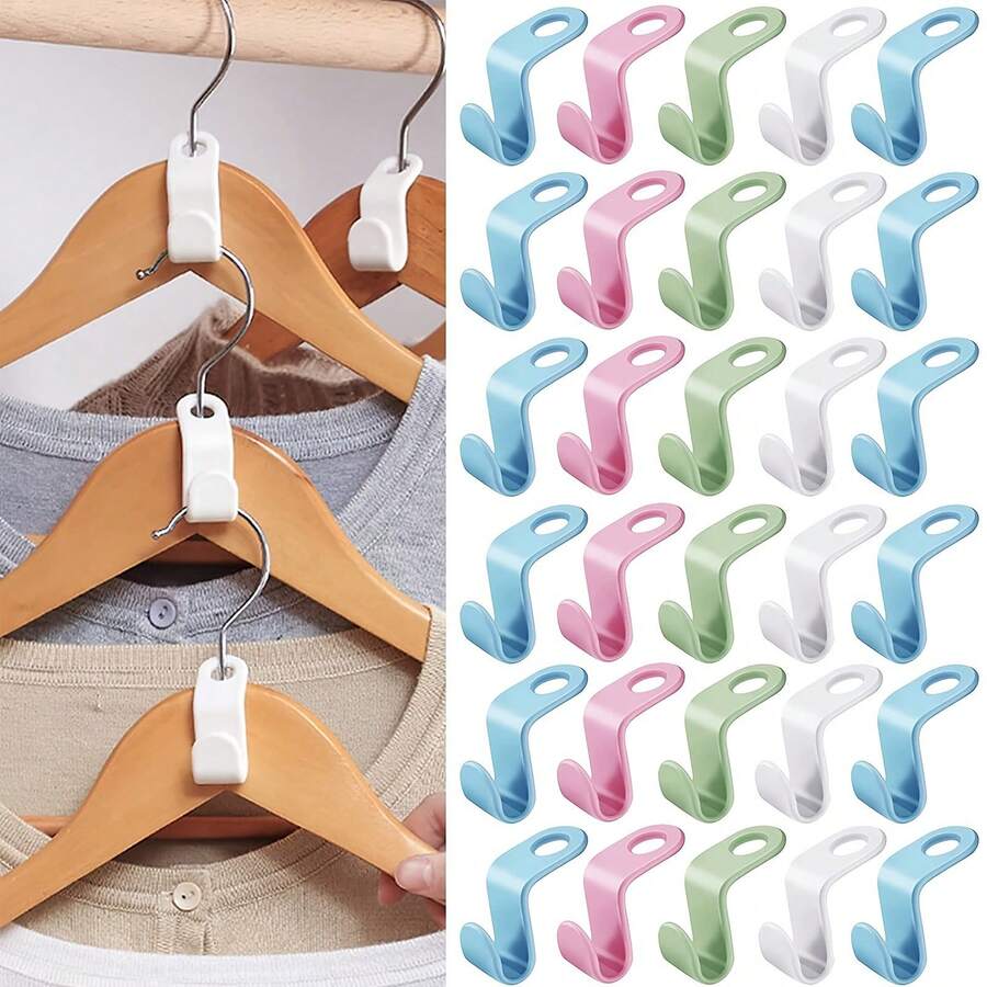 Space-Saving Mini Clothes Hanger, Stackable Hanger With Hooks, Plastic Wardrobe Storage Rack, Home Organization Supplies