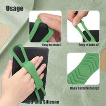 Universal Elastic Finger Grip Hand Strap Holder For 4.7-8 Inches Phones Tablets E-Readers Anti-Slip Secure Grip Comfortable Lightweight Portable Handheld Holder For Daily Reading Travel Commute - màu xanh lá - Xem 3