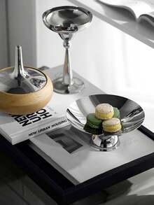 1件极简主义不锈钢甜点盘，欧式奢华创意水果盘，蛋糕架，糖果干果托盘 - 銀色 - 查看 5