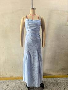 New Fashionable Versatile Spicy Girl Style Burgundy Sexy Slip Dress - 藍色 - 查看 4