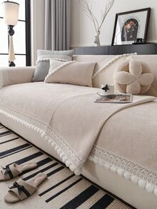 1 chiếc vỏ đệm sofa nhung mềm mại, bảo vệ ghế sofa đa năng dùng được cả bốn mùa, đệm sofa chống trượt tối giản hiện đại, chống bụi và dễ vệ sinh, mềm mại và không phai màu, thân thiện với thú cưng, phù hợp với phòng ngủ, văn phòng, phòng khách, sofa hình chữ L và sofa 1/2/3/4 chỗ ngồi. - Màu be - Xem 5