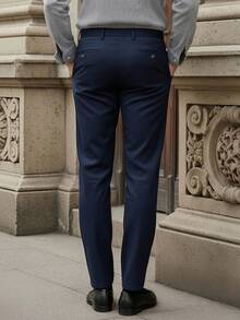 Men's Business Casual Suit Pants, Suitable For Spring, Summer, Autumn, All-Season Commuting - Navy Blue - View 2