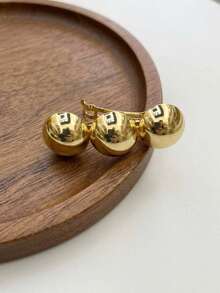 1pc Elegant Gold Metal Hair Clip, Minimalist Style, Fashionable And Unique, Glossy Spherical Metal Design, Hair Accessory For Women And Girls, Claw Clip, Hair Pin, Hair Barrette, School Supplies, Hair Claws, Hair Slide, Hair Barrettes, Hairpin,Summer,Holiday,Travel - Gold - View 2