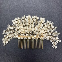 1pc Elegant Glass Hair Comb, Bridal Wedding Hair Accessory, Suitable For All Seasons - Gold - View 12