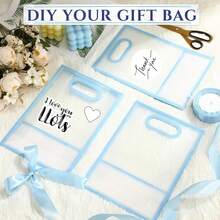 12/1pc Transparent Gift Bags With Ribbons, Suitable For Baby Shower, Graduation, Wedding, Bridal Party, Birthday Party, Business Occasions, With Cut-Out Handles, Reusable PP Material, 7x10x3.15 Inches Gender Disclosure Party Gift Bag (Blue And ) ﻿ - Multicolor - View 10