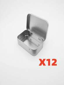 2/4/12pcs Silver Metal Rectangular Hinged Tins - Empty Containers, Portable Storage Set, Suitable For Storing Pushpins, Candies, Jewelry And Crafts - Durable, Multifunctional, Decorative Home Storage, With Convenient Hinged Lids, Ideal For Desktop Decor, Party Favors, Daily And Holiday Table Settings - Multicolor - View 8