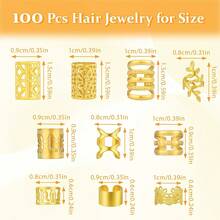 100pcs Dreadlock Hair Extension Rings, Hollow Dreadlock Bead Hair Accessories - Gold - View 4