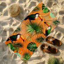 1pc Toucan Tropical Leaf Beach Towel, Super Soft Microfiber Extra Large Beach Blanket, Super Absorbent Bath Towel, Suitable For Travel, Pool, Diving, Surfing, Yoga, Camping, Available In Multiple Sizes, Beach Accessories For Beach, Pool, Travel, Camping, Yoga - Birds - View 14
