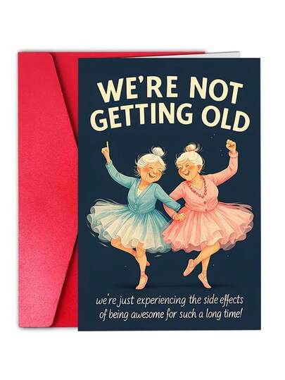 1pc Hilarious "My Mother Wouldn't Let Me Play With You" Birthday Card, Laughing Grannies Cartoon Design With Red Envelope, Ideal Gift For Best Friends & BFFs
